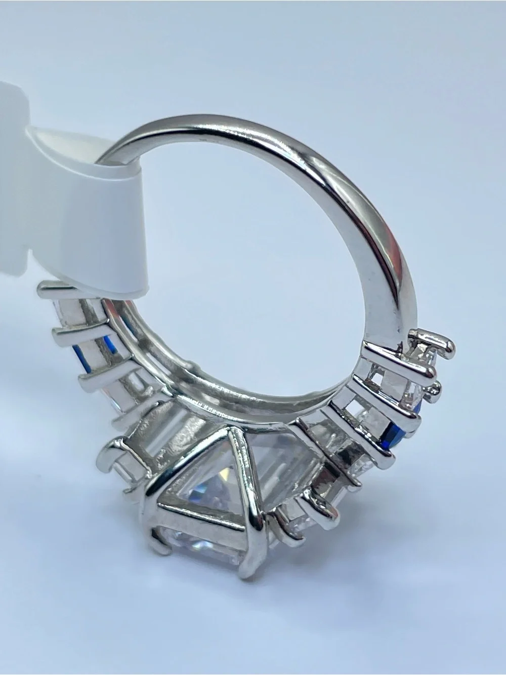 Swarovski Crystal Elements White Emerald Cut Statement Ring Size 7
